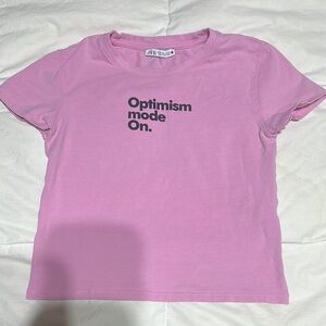 Zara Pink Graphic Tee - Optimism Mode On